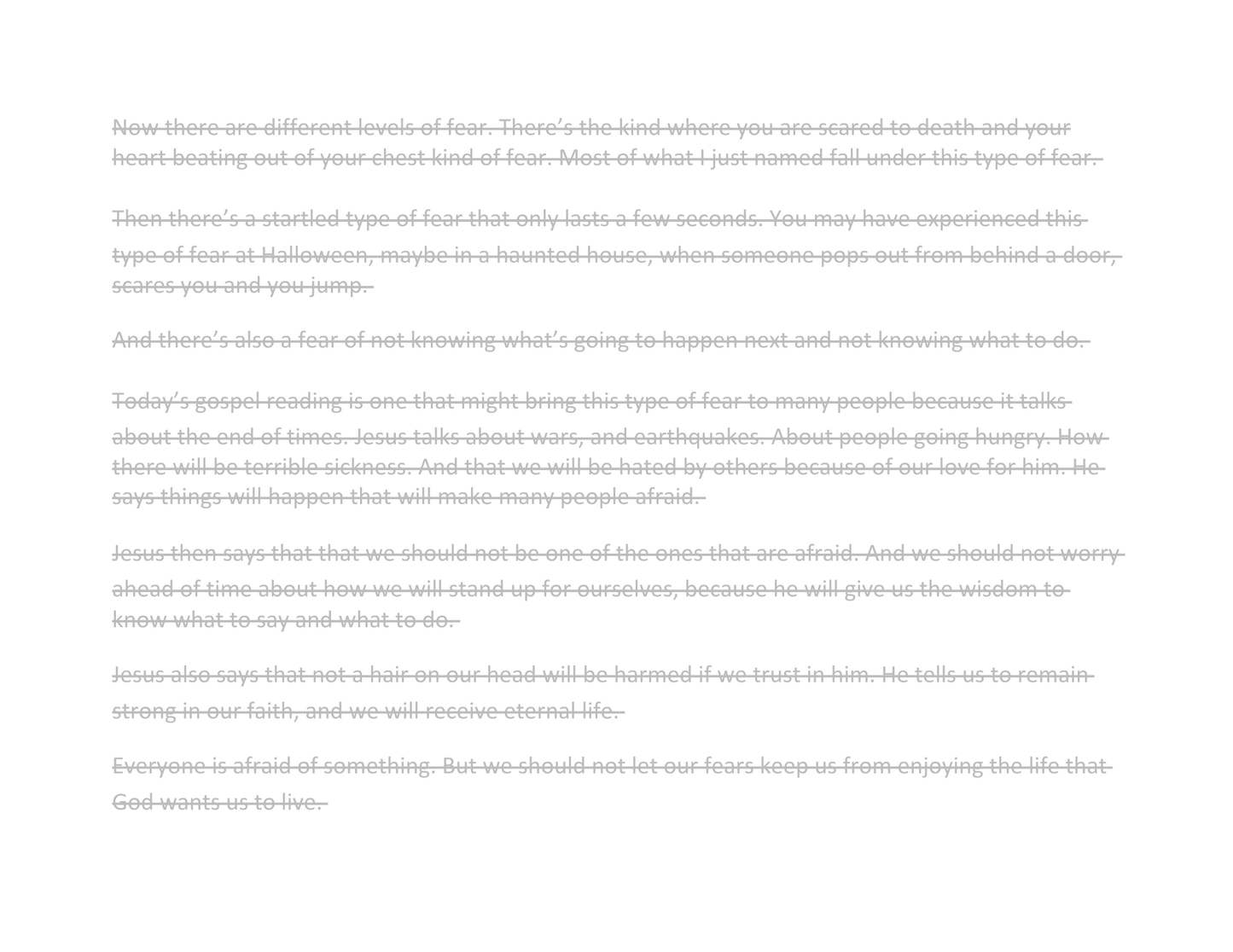 Christian Children and Youth Sermon - Afraid – End of Times (Luke 21:5-19)