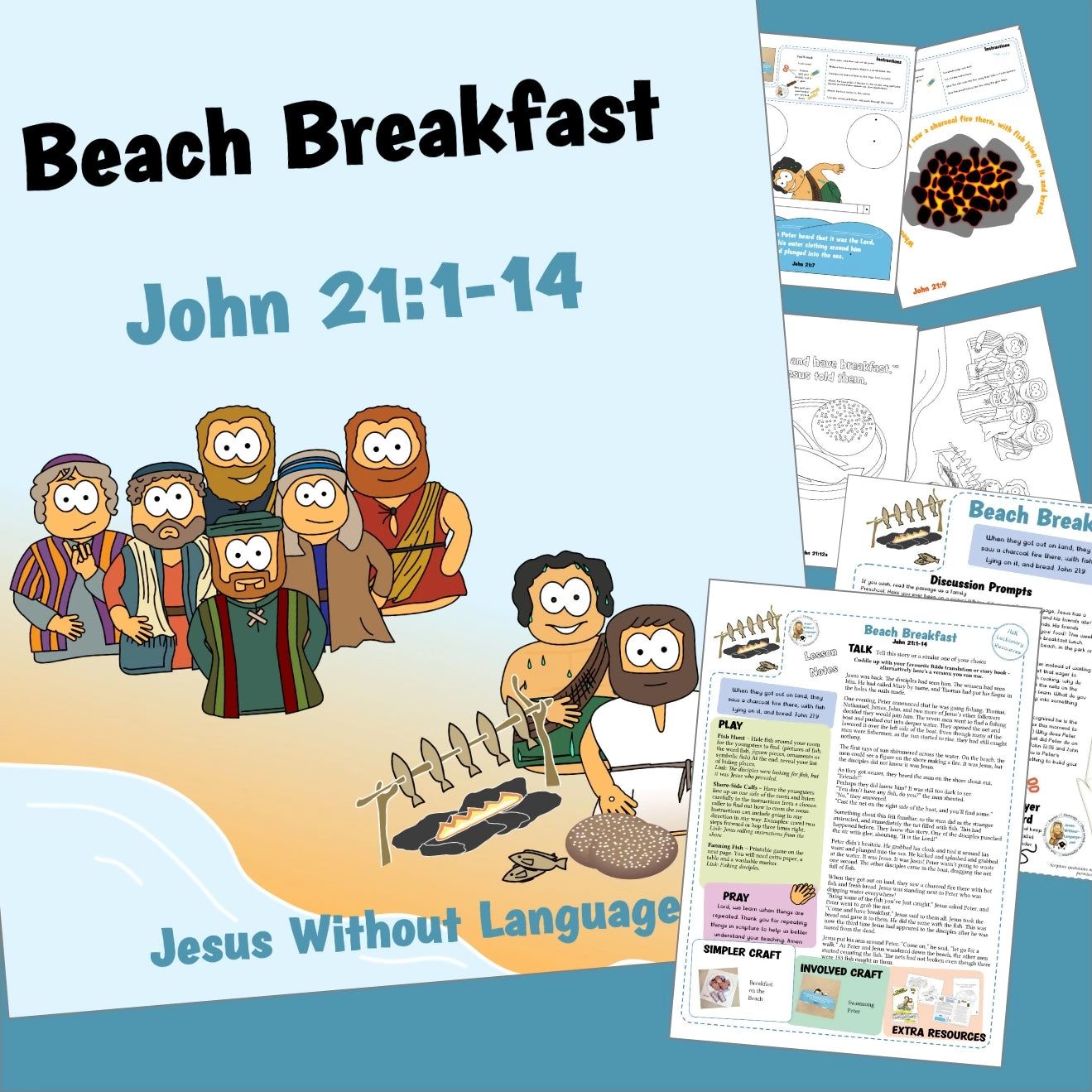 John 21 - Beach Breakfast | Ministry lesson, Bible crafts, Games