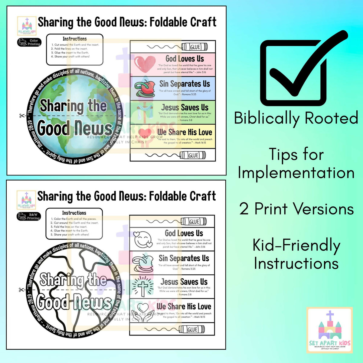 Sharing the Good News Gospel Foldable Craft | Matthew 28:19 Bible Craft for Kids