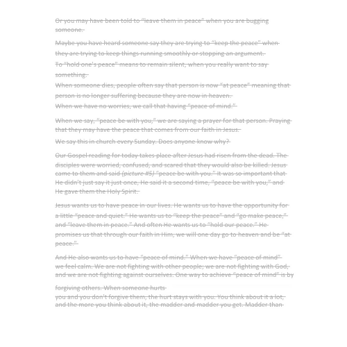 Peace Be with You - Jesus Appears to His Disciples - Children's Sermon/Lesson and Activity