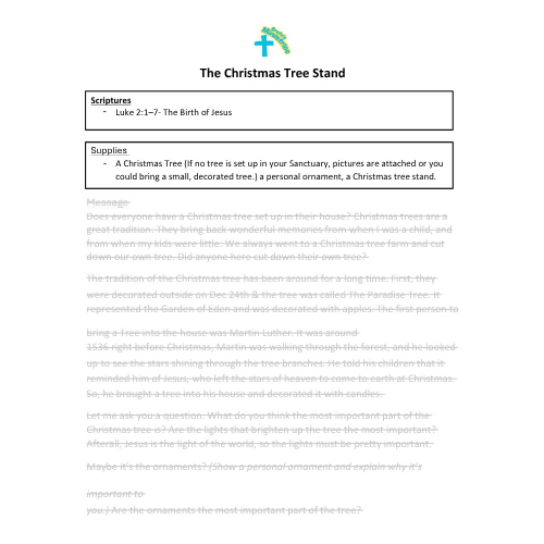 Children and Youth Sermon - "The Christmas Tree Stand"