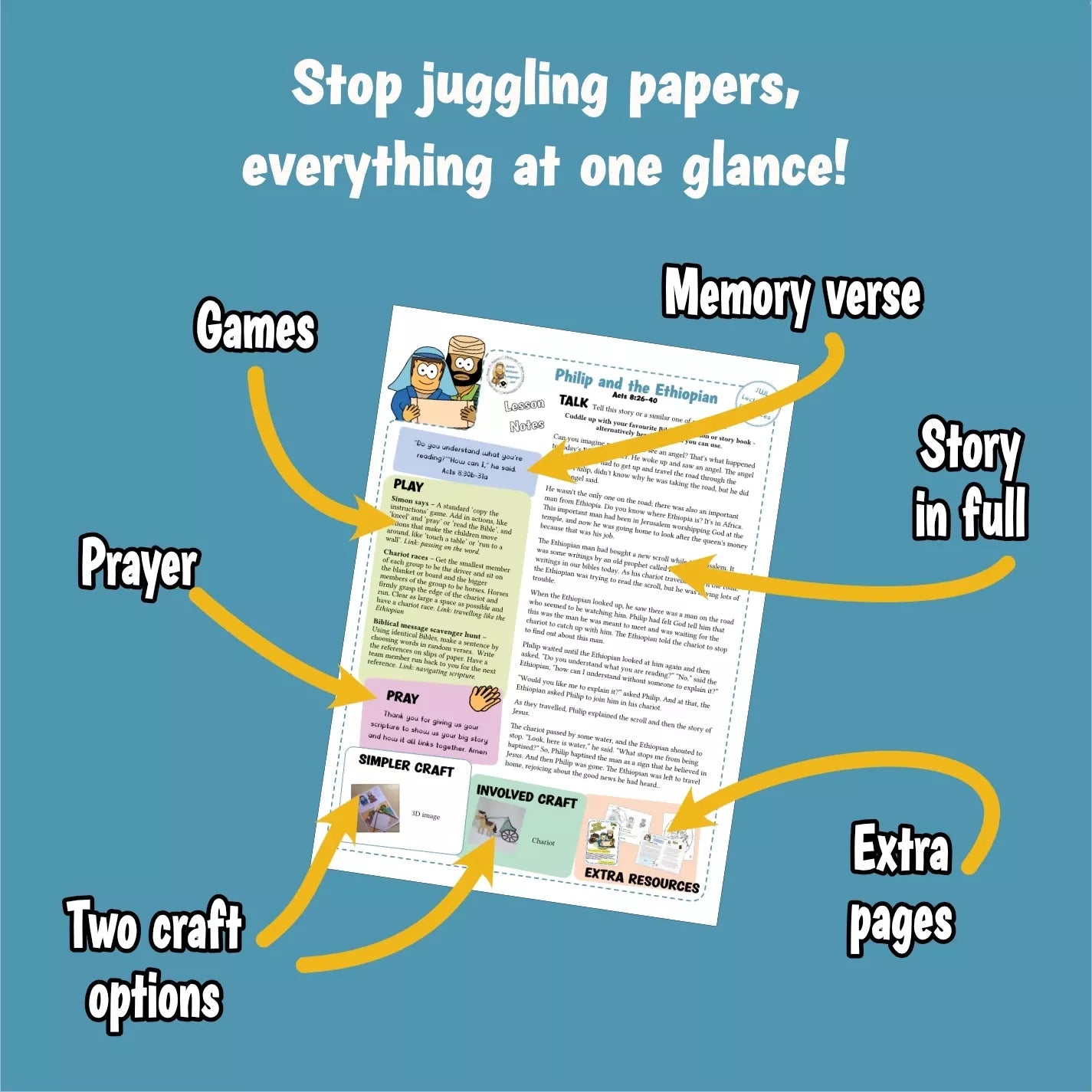 Philip & the Ethiopian (Acts 8) - Kidmin lesson with Crafts and colouring