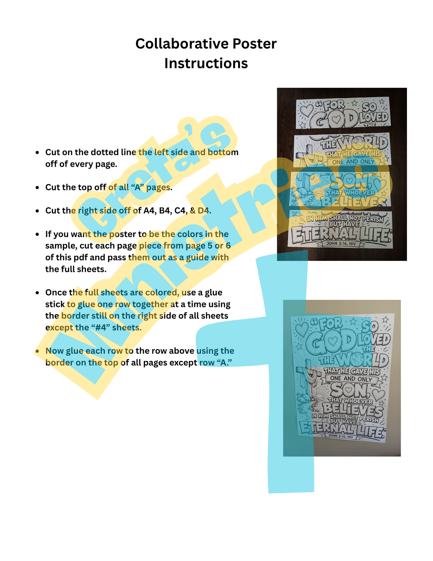 John 3:16 Collaborative Coloring Poster | Class Bible Verse Activity